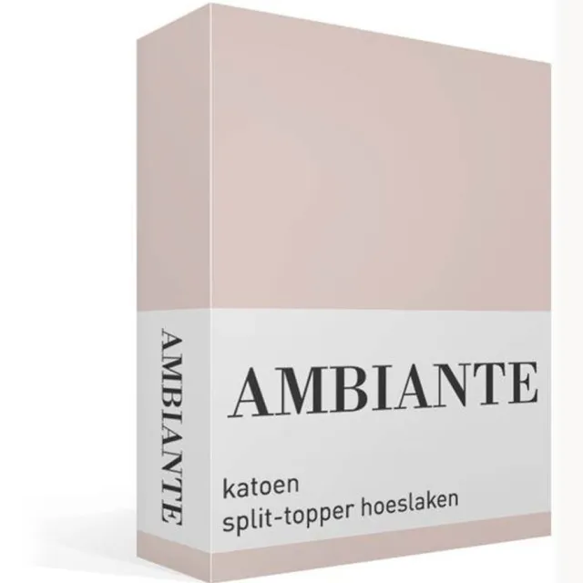 Ambiante Cotton Uni split-topper hoeslaken - Tweepersoons - Light Pink