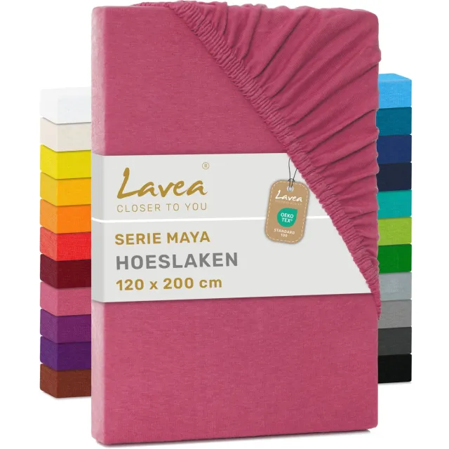 lavea Hoeslaken 120x200 cm – 100% Katoen, Zacht en Ademend – Geschikt voor Matrassen tot 20 cm – Jersey met Elastiek Rondom – Koraal