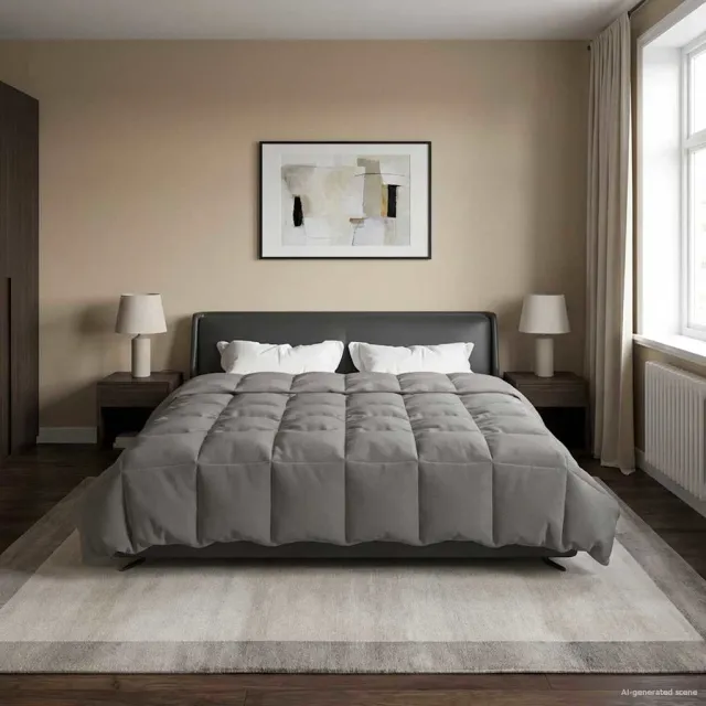 vidaXL Zomer Dekbed 220 x 240 cm Zomer Microfiber (100% polyester) Lichtgrijs