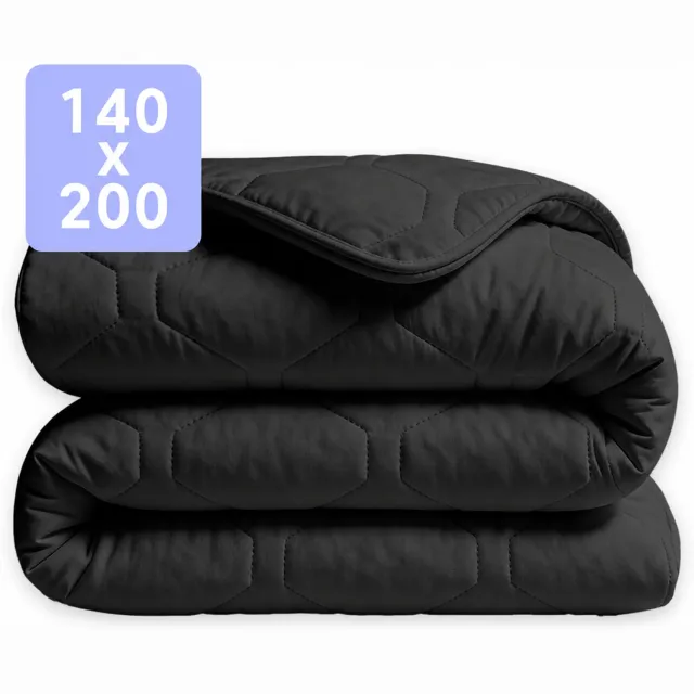Happybed Dekbed zonder overtrek 140x200 - Wasbaar Winterdekbed - Bedrukt dekbed zonder hoes - Hoesloos Dekbed - Eenpersoonsdekbed - Black