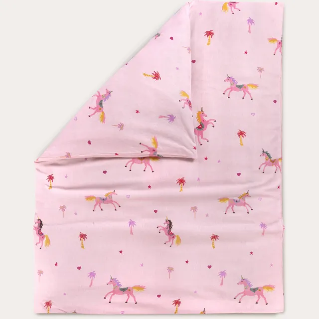 NOUS Kids flanellen dekbedovertrek ledikant unicorn roze
