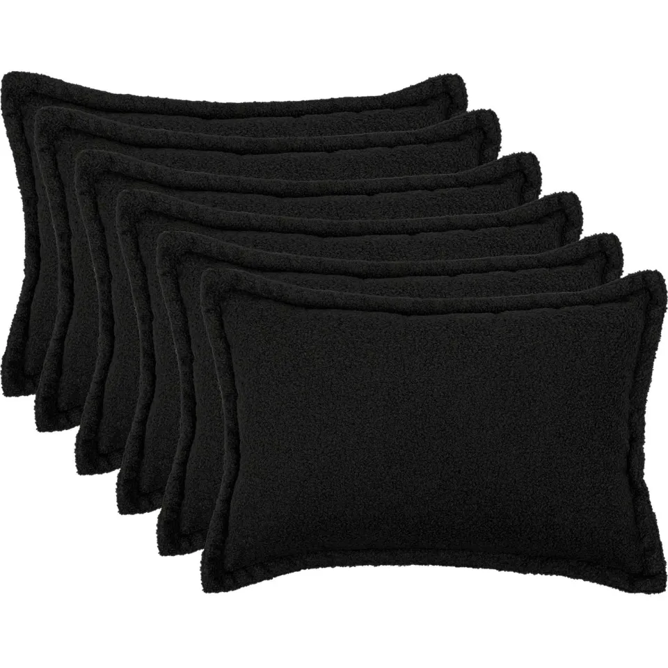 vidaXL Kussensloop 6 st HOUTEN Zwart 50 x 80 cm Bouclé, foto 3