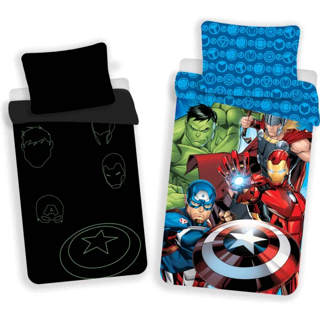 Marvel Avengers Dekbedovertrek Glow in the dark - 140 x 200 cm - 70 x 90 cm Multicolor
