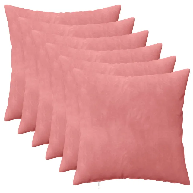 vidaXL Kussensloop 6 st HEERLEN Roze 40 x 40 cm fluweel
