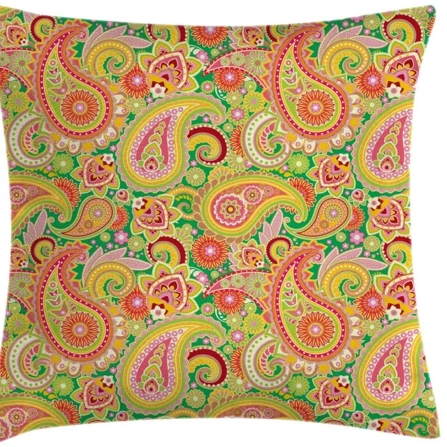 ABAKUHAUS Paisley Kussenhoes – 60x60 cm – Multicolor, Wasbaar Groen