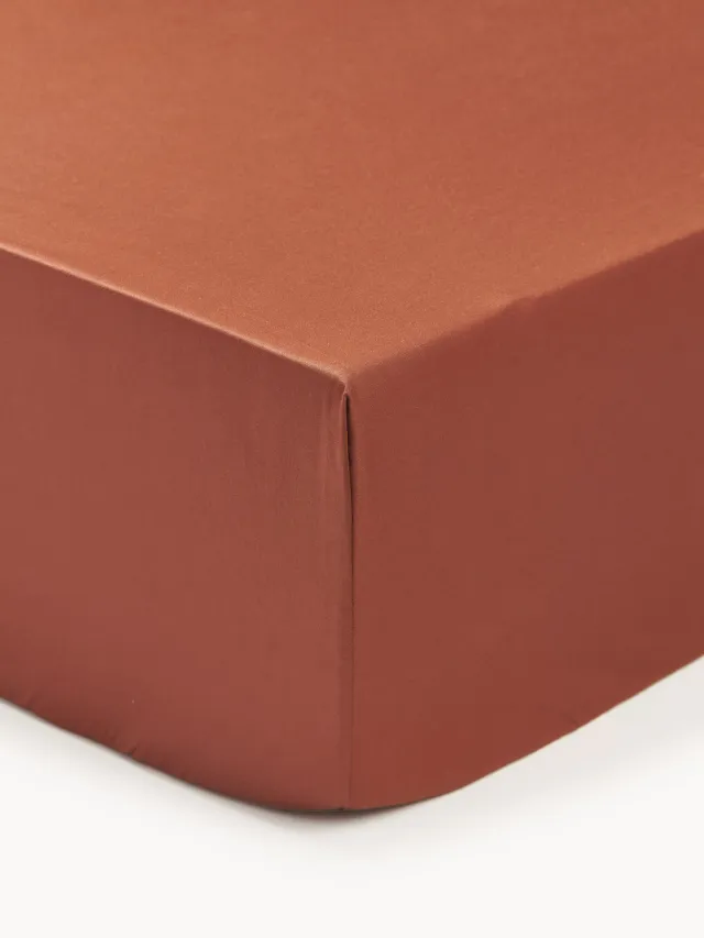 Westwing Collection Katoensatijnen hoeslaken Premium Terracotta