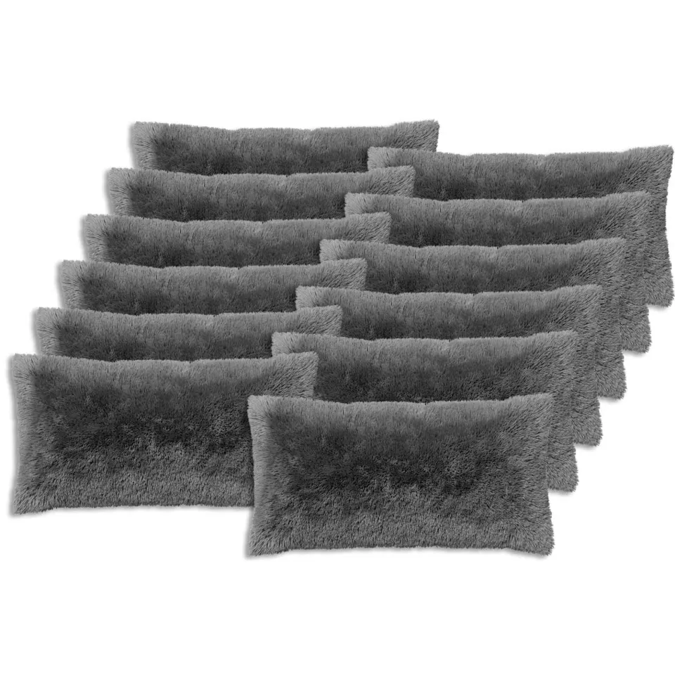 vidaXL Kussensloop 12 st HEERLEN Lichtgrijs 40 x 80 cm PV Fleece, foto 3