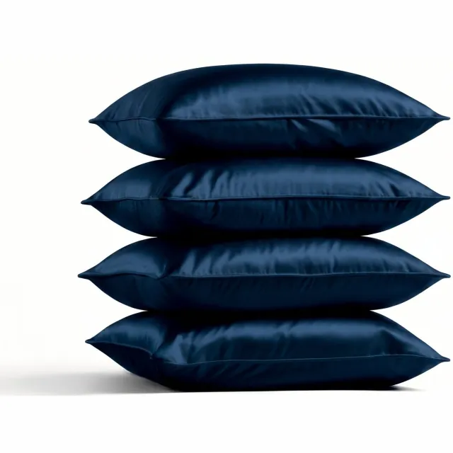 4x Zijden Kussensloop 50x70cm Blauw Ritssluiting 19 Momme - Kussensloop set - Luxe Silk Kussensloop 100% moerbei zijde - Zijde kussensloop - Silk Heaven - 50x70cm / Ritssluiting