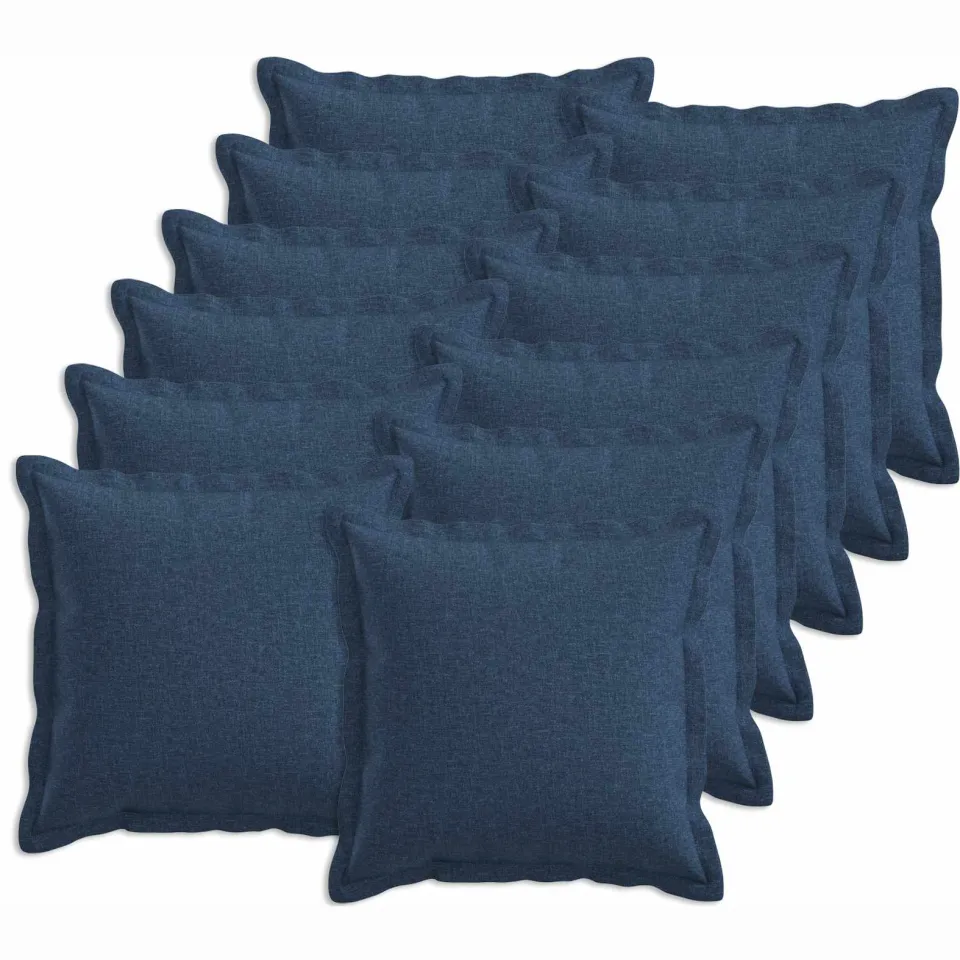 vidaXL Kussensloop 12 st HOUTEN Blauw 45 x 45 cm Faux Linnen, foto 3