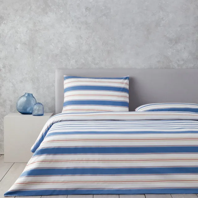 English Home Dekbedovertrekset - Natural Lines - Easy Iron - 2 kussenslopen - 200 x 220 cm - Blauw