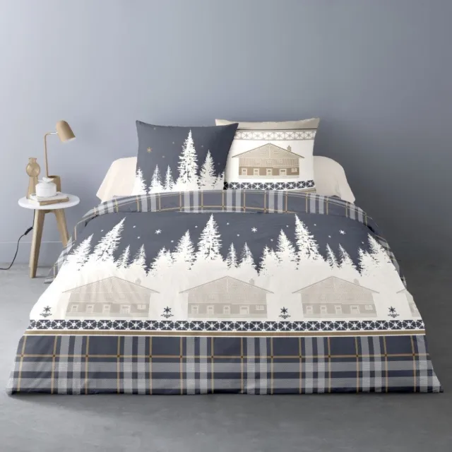 Better Nights Luxe Katoen Flanel dekbedovertrek Rio- 240x220 wit antraciet beige