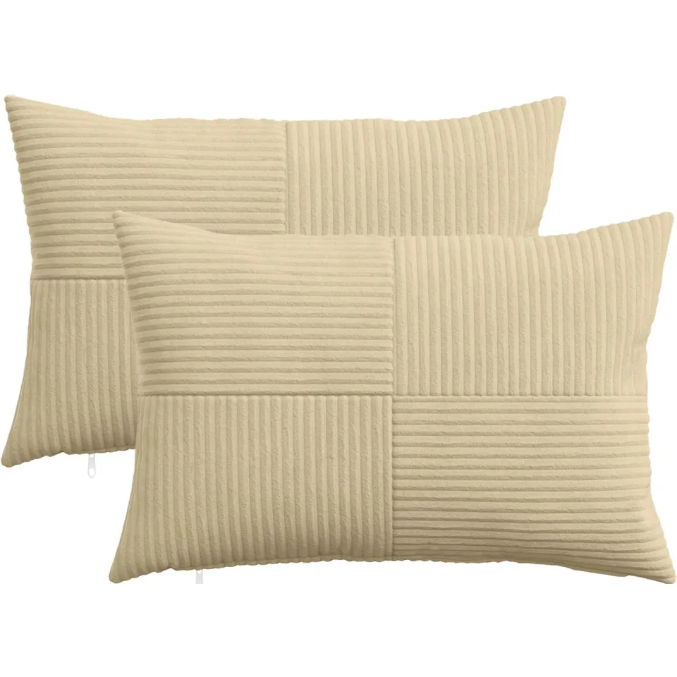 vidaXL Kussensloop 2 st ALMELO Grijs groen 50 x 75 cm corduroy, foto 3