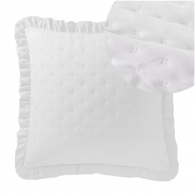 LOZKOHOLICY.PL Decoratieve Kussenhoes 45x45 cm Kreukt met Ruche Celia Wit