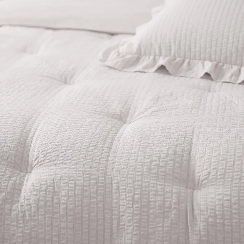 W seersucker dekbed zonder overtrek met kussensloop Lazy - ruffles off white, foto 7