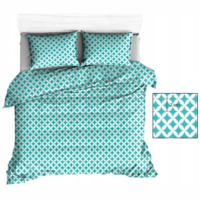 karo Turquoise Marokkaanse Kussensloop 40x40cm met Wit Patroon
