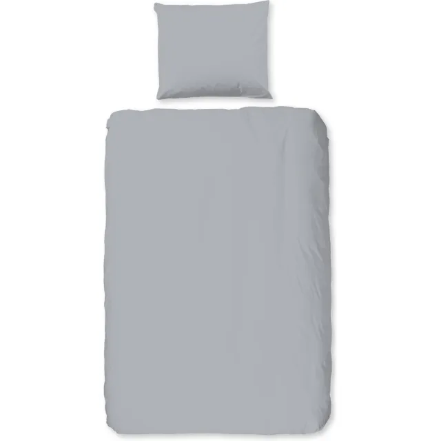 Good Morning dekbedovertrek effen kleur - Zilver - 100% Katoen flanel Silver