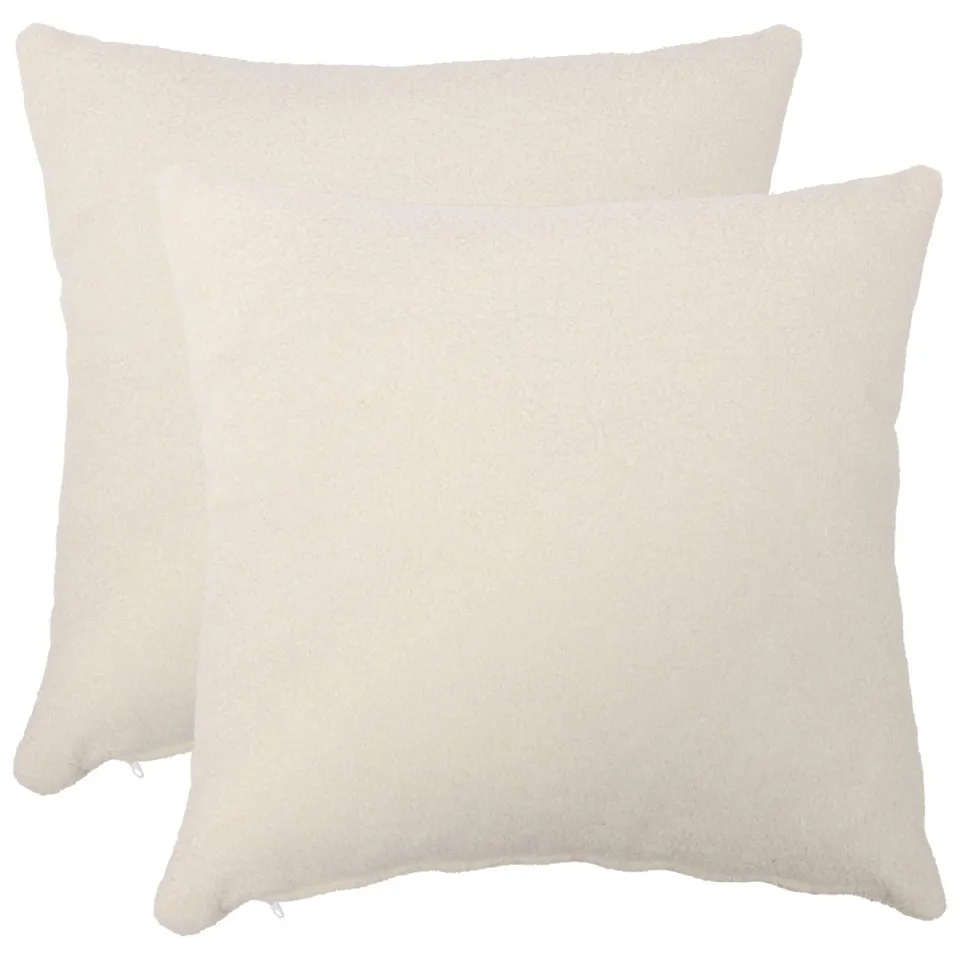 vidaXL Kussensloop 2 st HEERLEN Crèmekleurig 65 x 65 cm Bouclé, foto 3