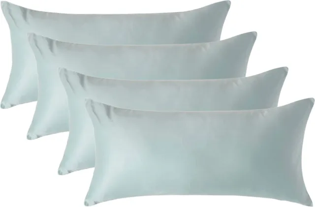 Homescapes Biologisch Kussensloop 40x80 cm – Set van 4 – Eendenei Blauw – 100% Egyptisch Katoen Satijn – Draaddichtheid 400