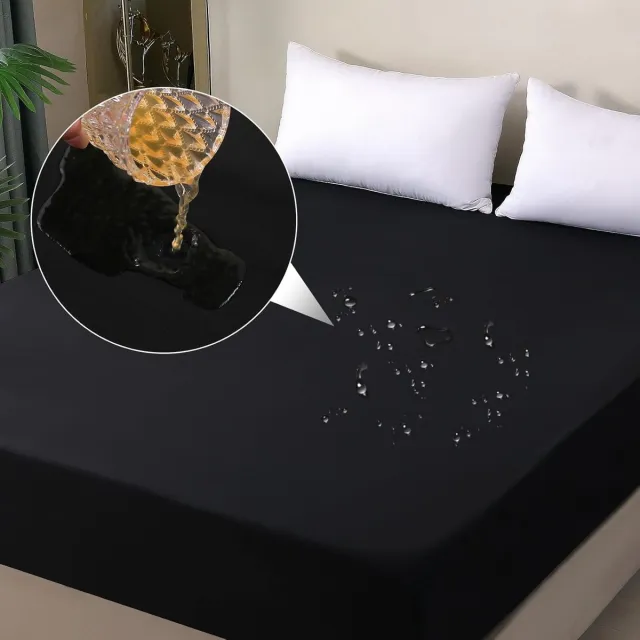 Famanu Waterdichte en ademende matrashoes 90x200 cm, hoeslakenmodel voor vochtbescherming, zwart. Fijn voor thuisgebruik tijdens je oefeningen en momenten van ontspanning.