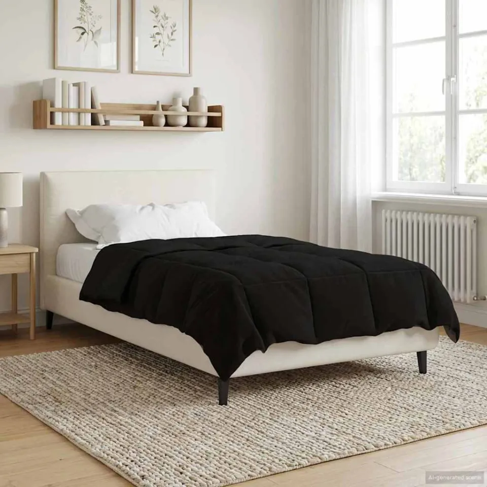 vidaXL Vol jaar dekbed 140 x 200 cm 300 GSM Microvezel Zwart, foto 4