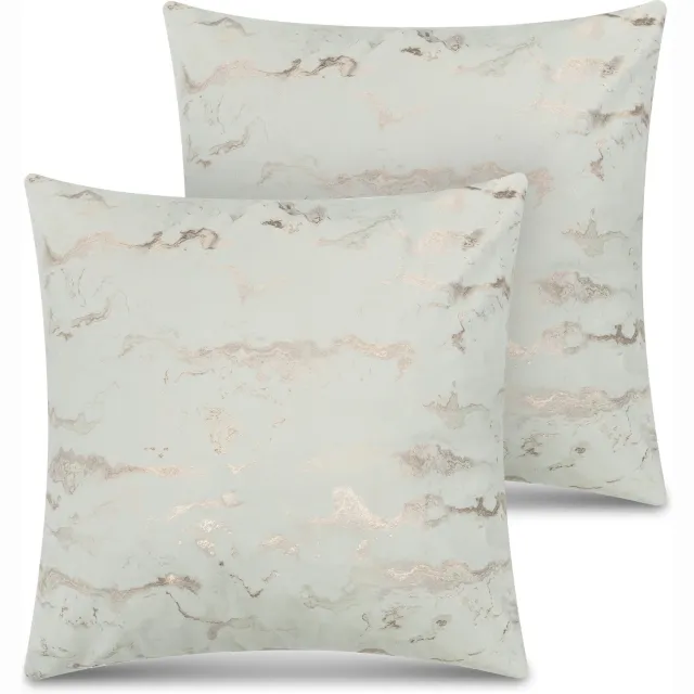 Aspero 2 kussenslopen met marmermotief, 60 x 60 cm, „Carrara“ roze