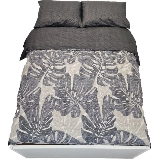 Sofiben Budgetline-het dekbedovertrek met een doorlopende rits over 3 zijden-dessin Jamila- afm 240x220 zwart