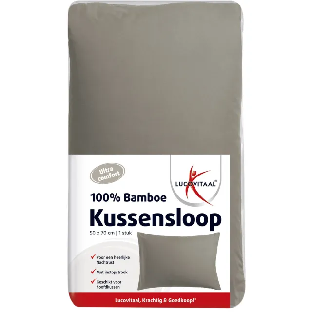 Lucovitaal bamboe kussensloop taupe, foto 2