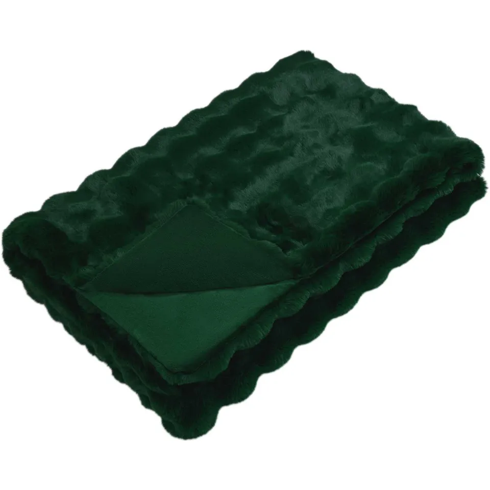 vidaXL Antislip deken van imitatie konijnenbont OLITE Donkergroen groen, foto 3