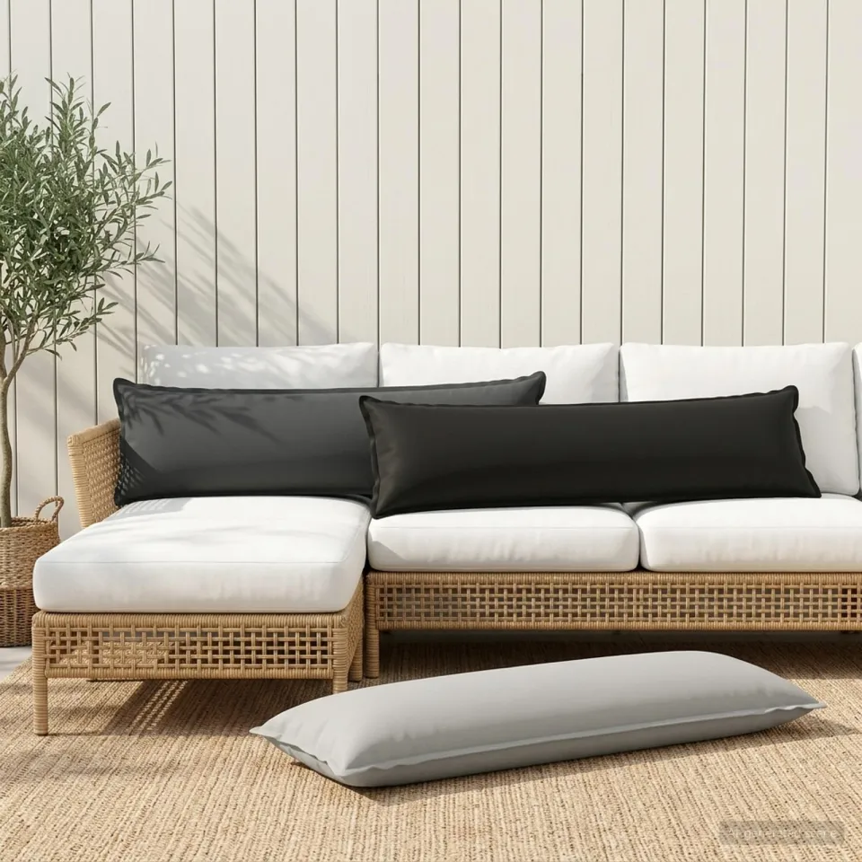 vidaXL Kussensloop HOUTEN Grijs 40 x 145 cm Polyester, foto 2