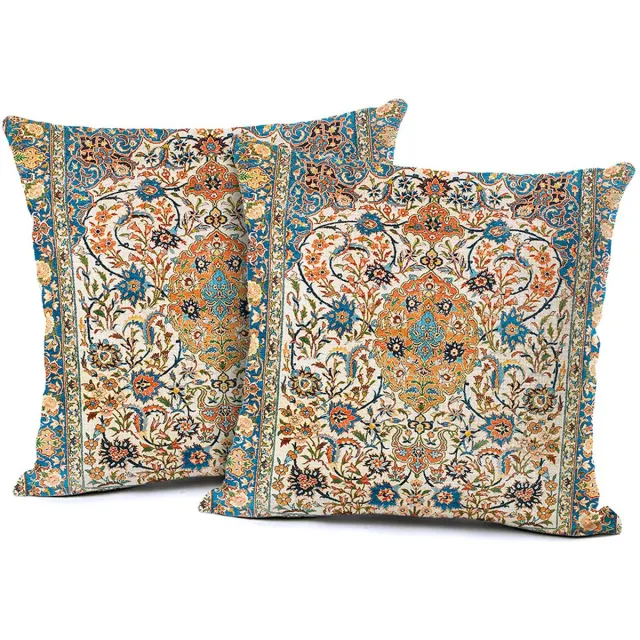 KZQ Kussenslopen - Set van 2 vierkante decoratieve kussenslopen in Boheemse stijl, zacht en duurzaam - Geschikt voor banken, woonkamers en slaapkamers - 50x53 cm - Patroon bloem .