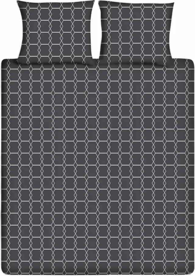 Ten Cate Dekbedovertrek - Dekbedovertrek 200 x 200 tweepersoons - Dekbedovertrekken - Dekbedovertrek 200x220 - Graphic Antraciet