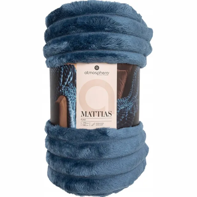 Atmosphera Zachte Blauwe Gestreepte Plaid voor Bank - 130x170 cm