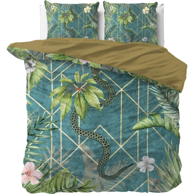 Sleeptime Palm Wood Dekbedovertrek - 240x200/220 + 2 kussenslopen 60x70 - Groen - Lits-Jumeaux