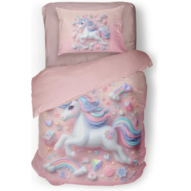 Eleganzzz Kinder Dekbedovertrek Unicorn Candy - Unicorn Dekbedovertrek - Multi - Dekbedovertrek Kinderen - Micropercal