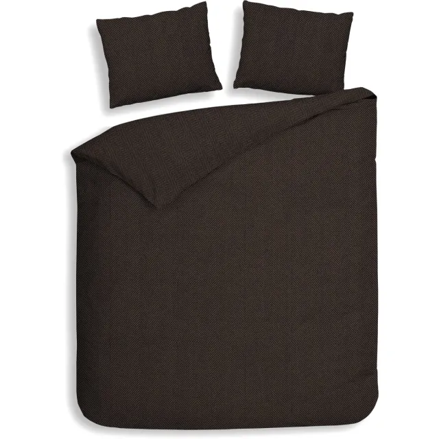 Heckettlane Dekbedovertrek Spina - Effen Bedlinnen - 260x200-220 cm - Bruin - Dekbedovertrek van 100% Katoen-Flanel Coffee Quartz
