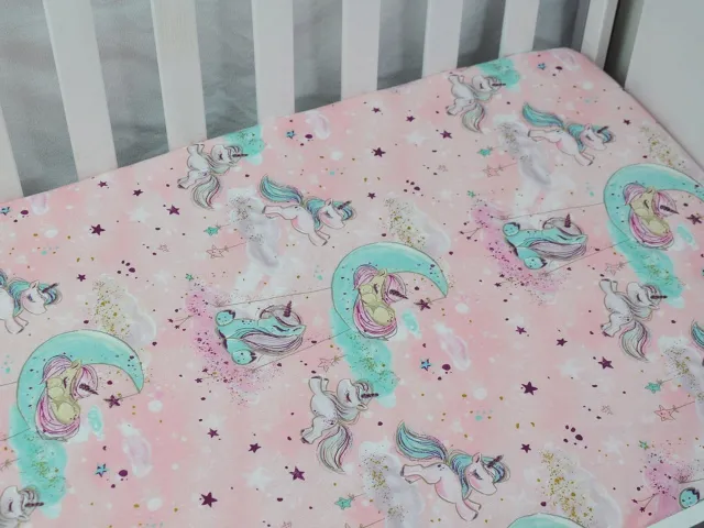 Małe Duże Hoeslaken Kinderbed 70x140cm Katoen met Elastiek Roze Eenhoorn