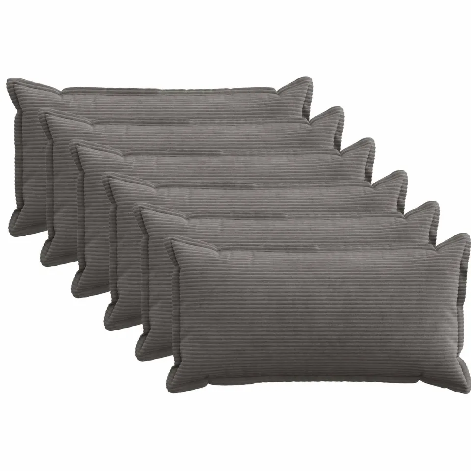 vidaXL Kussensloop 6 st HOUTEN Donkergrijs 40 x 70 cm corduroy, foto 3