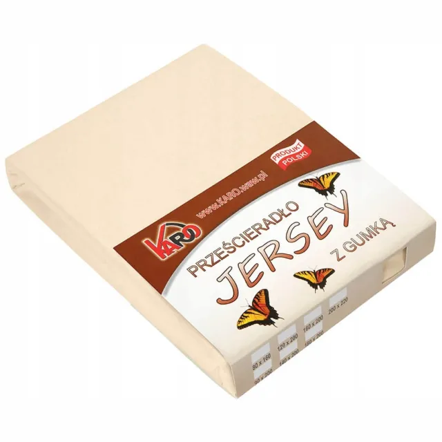 karo Jersey hoeslaken met elastiek 160x200 cm - Beige
