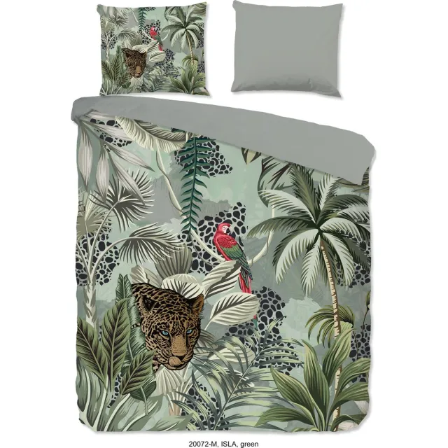 Pure dekbedovertrek jungle print - 2 persoons 200x200/220 cm - Groen - Microvezel Green