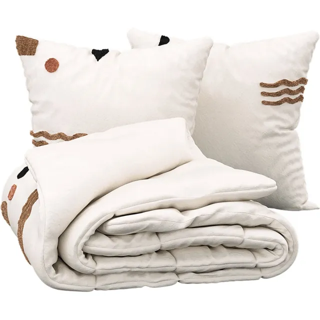 Atmosphera Dekbedovertrek Wavy Bliss set met 2 kussenslopen 240x220cm - Wit/Ivoor