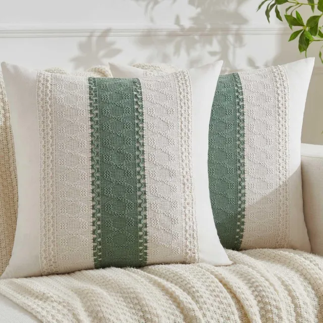 Ibenzoa Kussenslopen Set van 2 in Boho Stijl voor Bank en Woonkamer 45x45 cm Salie groen
