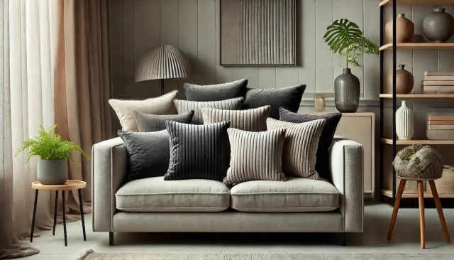 MMO-EURO Martyna Opiełka Decoratieve Kussensloop 90x70cm - Luxe Velours Corduroy Grijs
