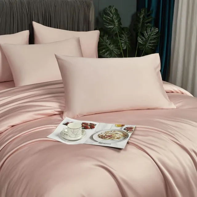 Famanu Bamboe beddengoedset, roze, 200 x 220 cm, luxe lyocell, met ritssluiting en 2 kussenslopen