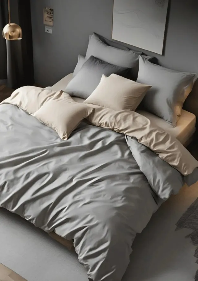 De Linde Home Dekbedovertrek - Eenpersoons - Dubbelzijdig & Omkeerbaar - 100% Ranforce Katoen - Beige/Grijs - Inclusief Hoeslaken & Kussensloop - Zacht & Ademend - De Linde Home