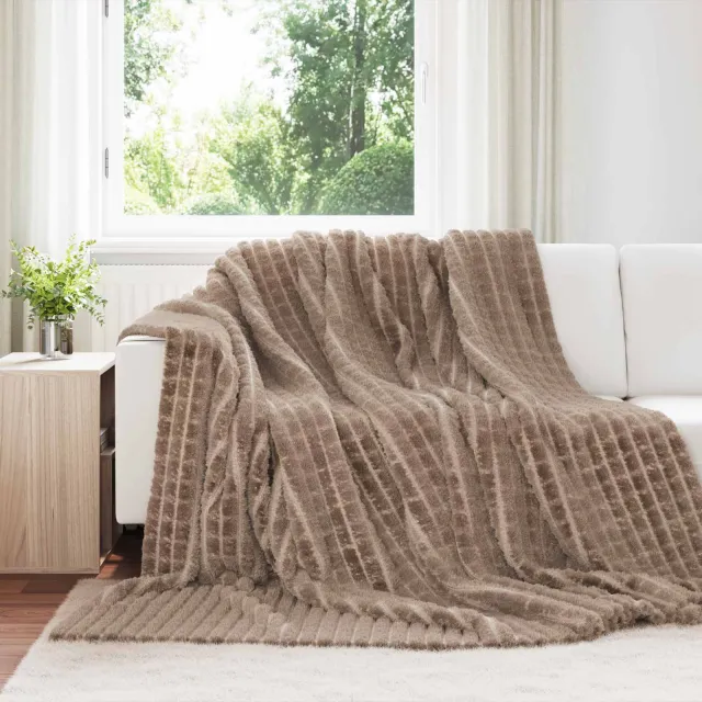 vidaXL Gooi Deken Kameel 240 x 220 cm 1,37 kg Fleece bruin, foto 2