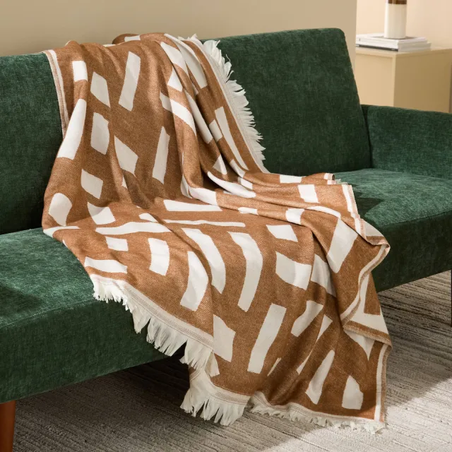NOUS Living plaid Lecce bruin/crème, foto 2
