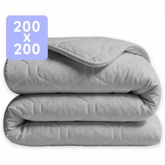 Happybed Dekbed zonder overtrek 200x200 - Wasbaar Winterdekbed - Bedrukt dekbed zonder hoes - Hoesloos Dekbed - Tweepersoonsdekbed - Grey