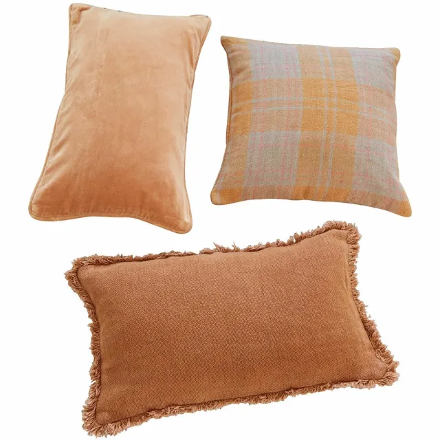 Loberon Kussenhoes set van 3 Léonille terracotta
