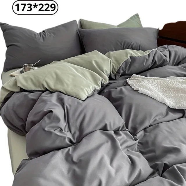 Livano Fleece Dekbedovertrek - Fluffy Dekbedovertrek - Pluche - Dekbed - Deken - Inclusief Kussens - Grijs & Groen 173x229cm