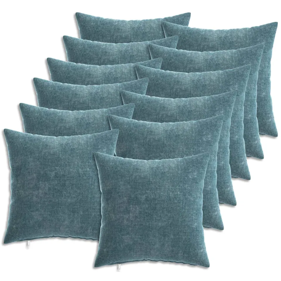 vidaXL Kussensloop 12 st HEERLEN Blauw 50 x 50 cm Chenille Stof